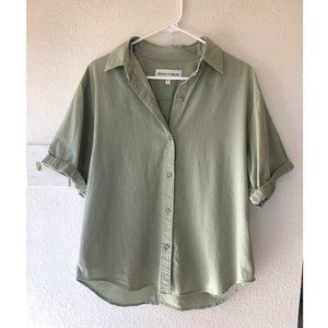 Denim Forum The Jane Shirt - Light Olive Green - Size Small